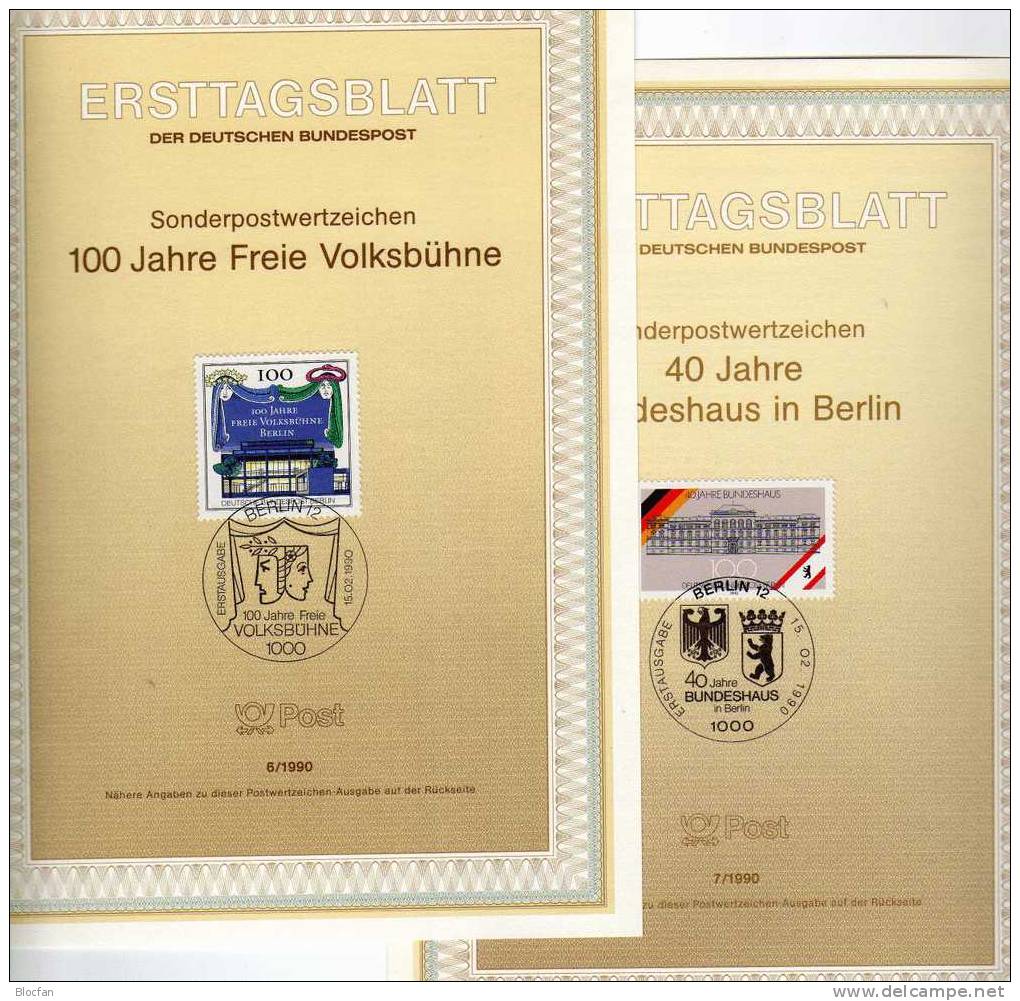 100 Jahre Volksbühne 1990 Berlin ETB 6/90 Berlin 866 O 3€ Theater-Vorhang Ersttagsblatt Theatre Art Document Of Germany - 1e Jour – FDC (feuillets)