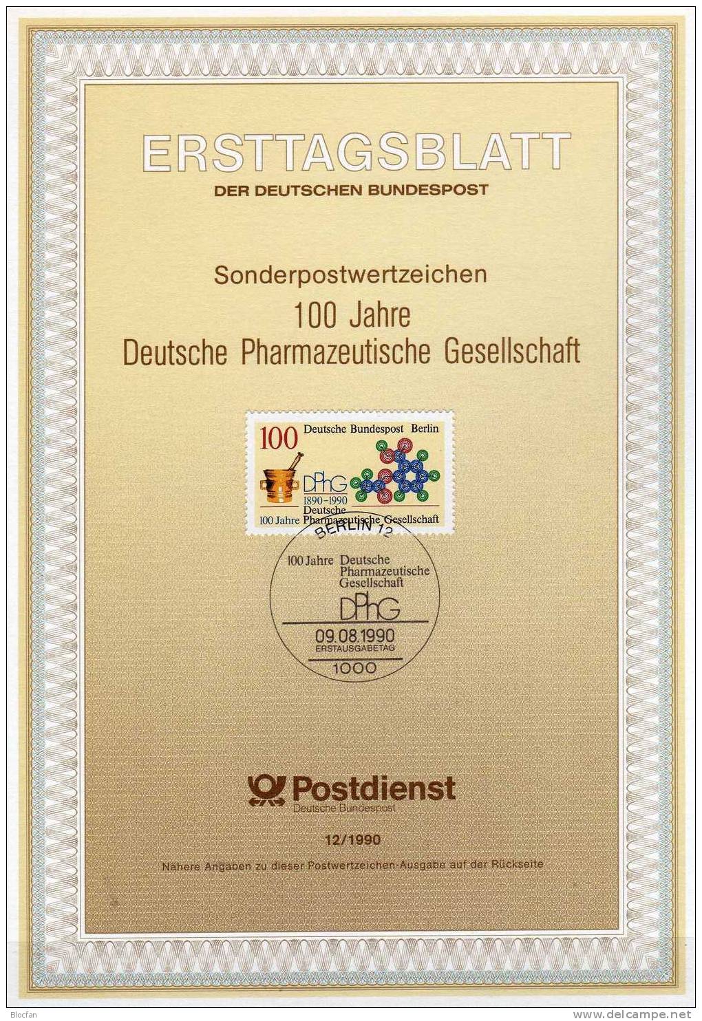 100 Jahre Pharmazie DPhG ETB 12/90 Berlin 875 SST 15€ Mörser, Formel, Computer - Bild Und Emblem - Droga