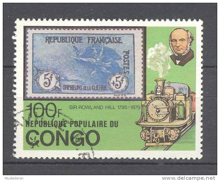 Congo - Brazzaville 1979 Mi. 681     100 Fr Death Day Of Sir Rowland Hill Dampflokomotive Locomotive Stamp On Stamp - Gebraucht