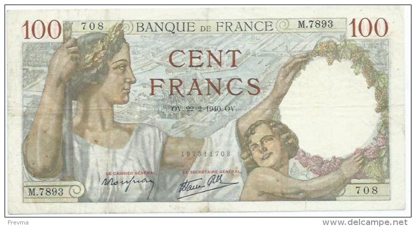 Billet 100 Francs Sully OV.22.2.1940.OV - 100 F 1939-1942 ''Sully''