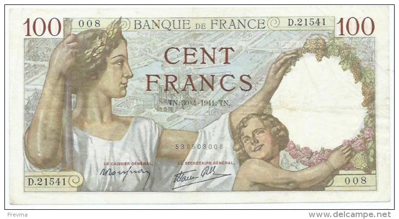 Billet 100 Francs Sully TN.30.4.1941.TN - 100 F 1939-1942 ''Sully''