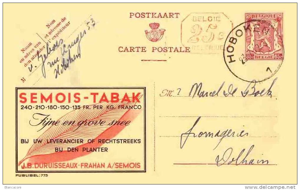 TABAC / FRAHAN S/ SEMOIS / ENTIER POSTAL - Publibels