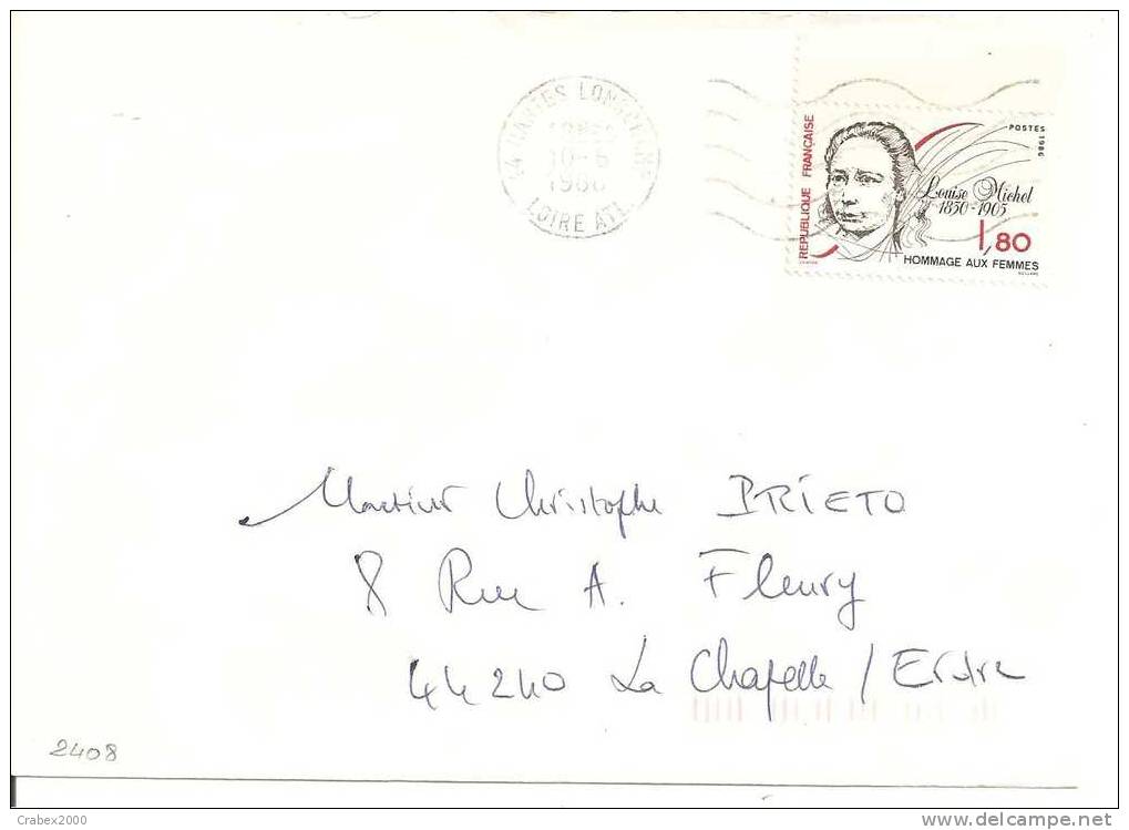 N° Y&t   2408      LETTRE   NANTES Vers LA CHAPELLE    Le 10 JUIN1986 - Storia Postale