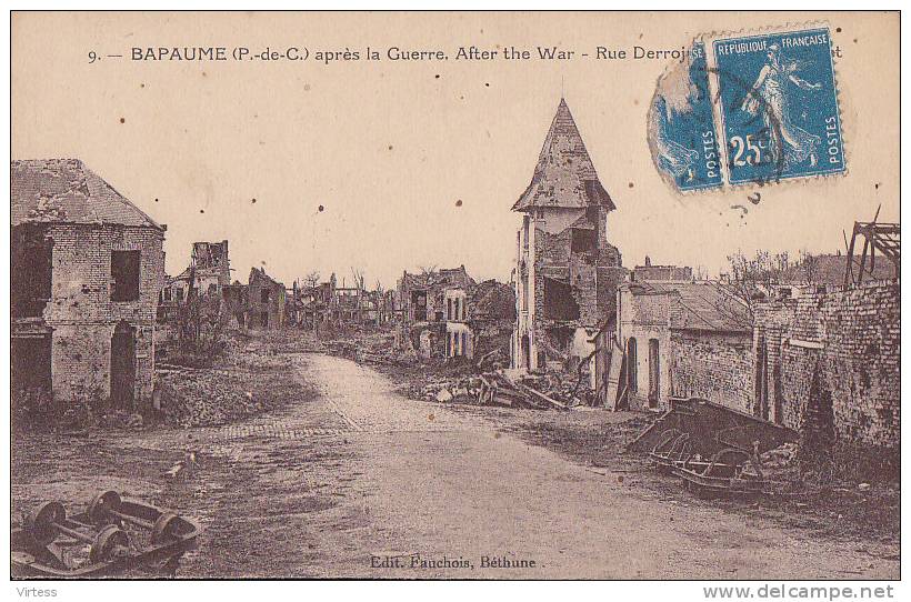 Cpa   France  -  BAPAUME (P . De C. ) Après La Guerre After The War - Rue Derroj..... - Bapaume