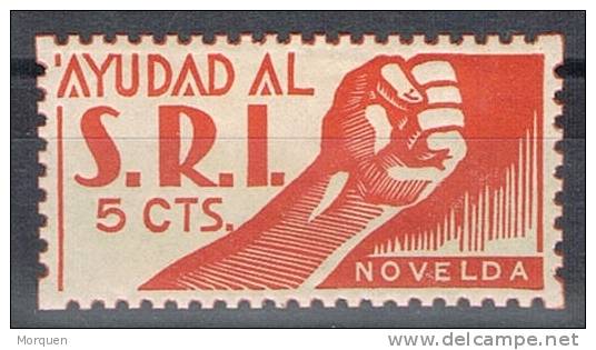 Socorro Rojo Internacional, NOVELDA 5 Cts, Guerra Civil * - Spanish Civil War Labels