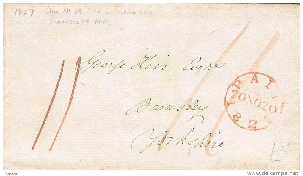 Carta BRUNSWICK Square 1827 A Yorkshire.  PAID - ...-1840 Prephilately