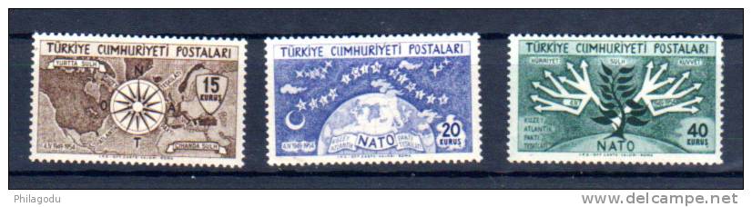 1954   5 Ans De L’OTAN,  Turquie 1212 / 1214 *, Cote 32 € - OTAN