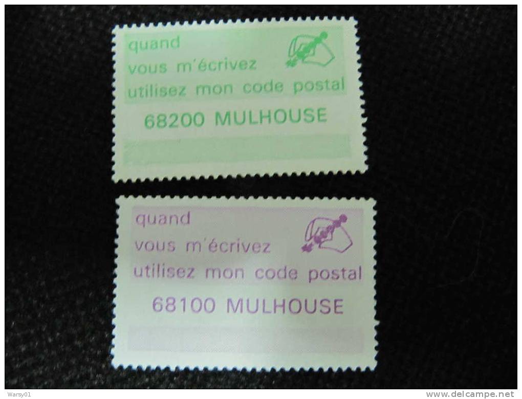 2-1514  Vignette Gommée Mulhouse 1976 Code Postal Zip Code Sigle Laposte Années 70 - Zipcode