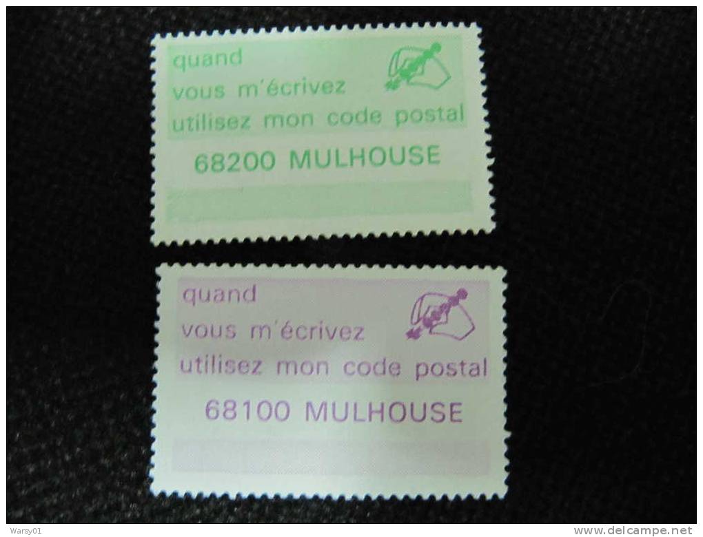 2-1514  Vignette Gommée Mulhouse 1976 Code Postal Zip Code Sigle Laposte Années 70 - Codice Postale