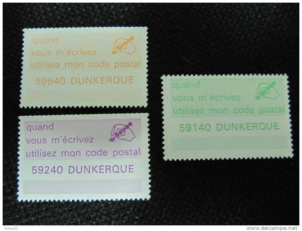 2-1510  Vignette Gommée Dunkerque Nord Code Postal Zip Code Sigle Laposte Années 70 (frais Port Gratuit Pour La France) - Postleitzahl