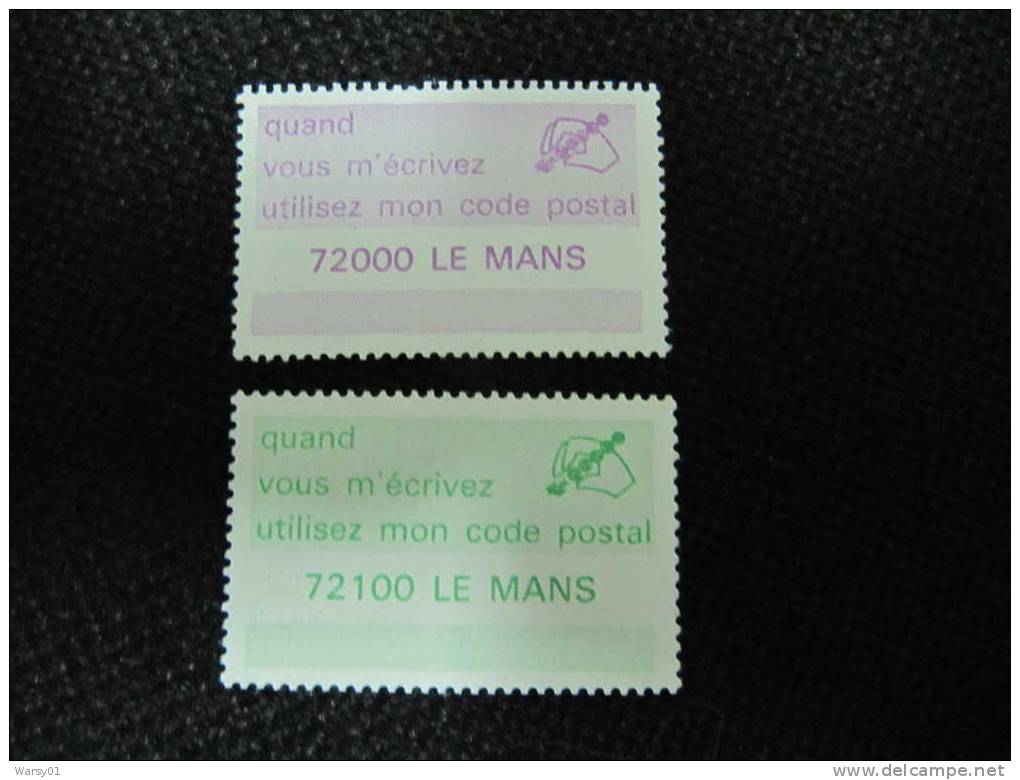 1504 Vignette Gommée Code Postal Zip Cod Le Mans Sigle Laposte Années 70 écrire Lettre Vitesse - Codice Postale