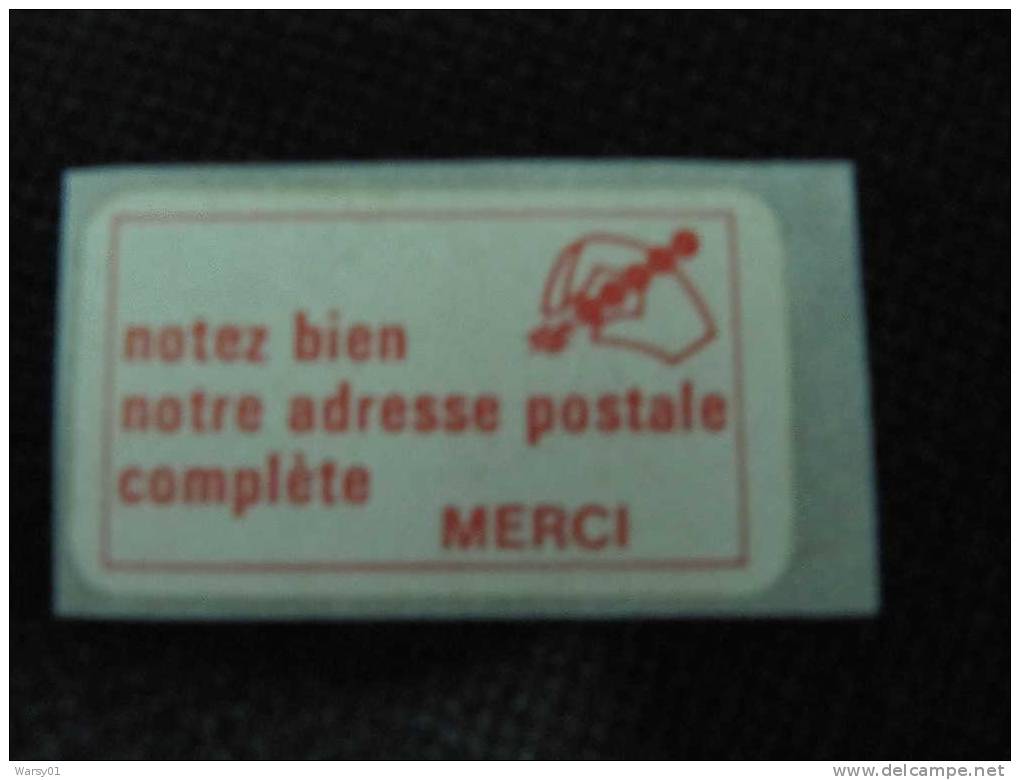 1507) Vignette Autocollante Code Postal Zip Cod  Sigle Laposte Années 70 écrire Lettre Adresse Merci - Codice Postale