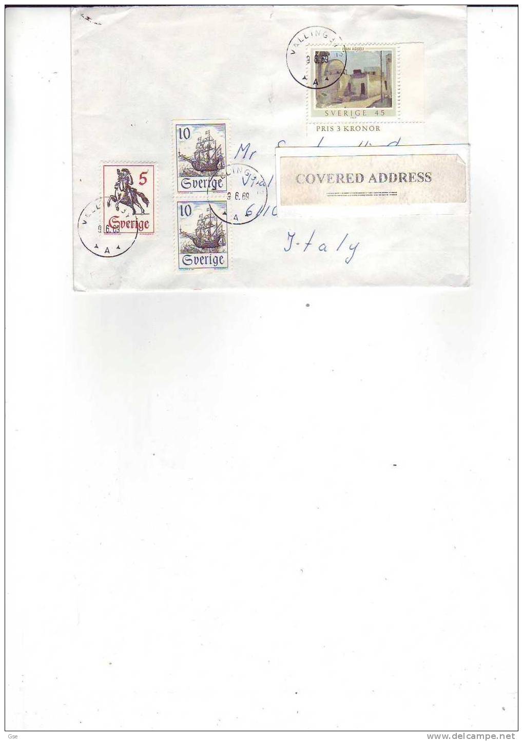 SVEZIA 1969 - Lettera  Per L'Italia -  Yvert 574a-575b-619 - Brieven En Documenten