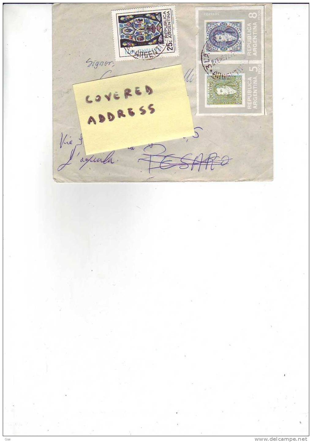 ARGENTINA  1972 - - Lettera Per L'Italia  - Yvert  909-BF 15  (rispedizione) - Briefe U. Dokumente