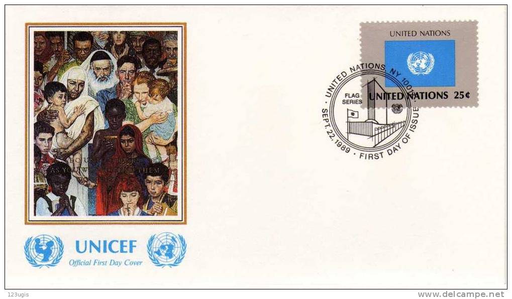 Vereinte Nationen (UNO), 1989, Mi 594, Vereinte Nationen, FDC @ - Briefe