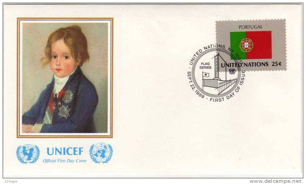 Vereinte Nationen (UNO), 1989, Mi 584, Portugal, FDC @ - Briefe