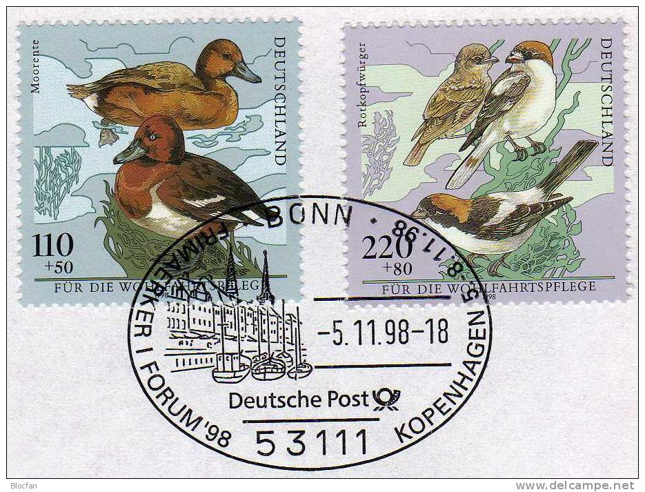 Frimaerker´1998 Kopenhagen BRD 2017+2019 O 7€ Offizieller Messebrief MBrf.10/98 WWF Bedrohte Vögel Bird Cover Of Germany - Umweltschutz Und Klima