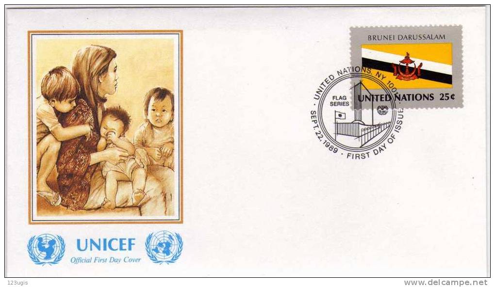 Vereinte Nationen (UNO), 1989, Mi 592, Brunei, FDC @ - Briefe