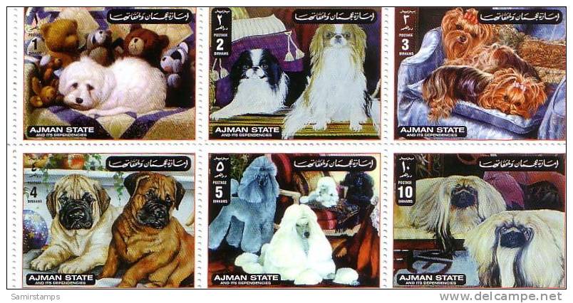 Ajman, Dog Set No 2- 6 Values- 1970- Not Listed-Nice Topical Set- - Ajman