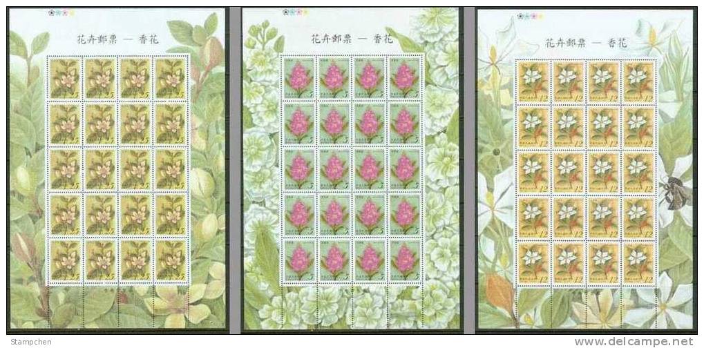 Taiwan 2002 Scented Flower Stamps Sheets Stock Gillyflower Flora Plant - Blocs-feuillets