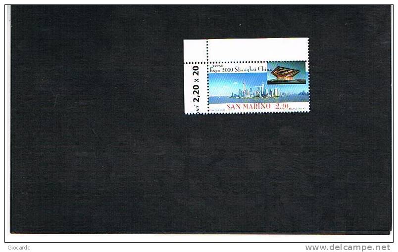 SAN MARINO - UNIF. 2228    -    2009  EXPO 2010: ESPOSIZIONE INTERNAZ. A SHANGHAI, CINA -  NUOVI ** - Unused Stamps