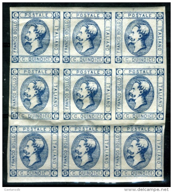 Italia-A.00015 - 1863 - Sassone: N.13 (++) MNH - Blocco Di 9 + Varietà 13c - Privo Di Difetti Occulti. - Neufs