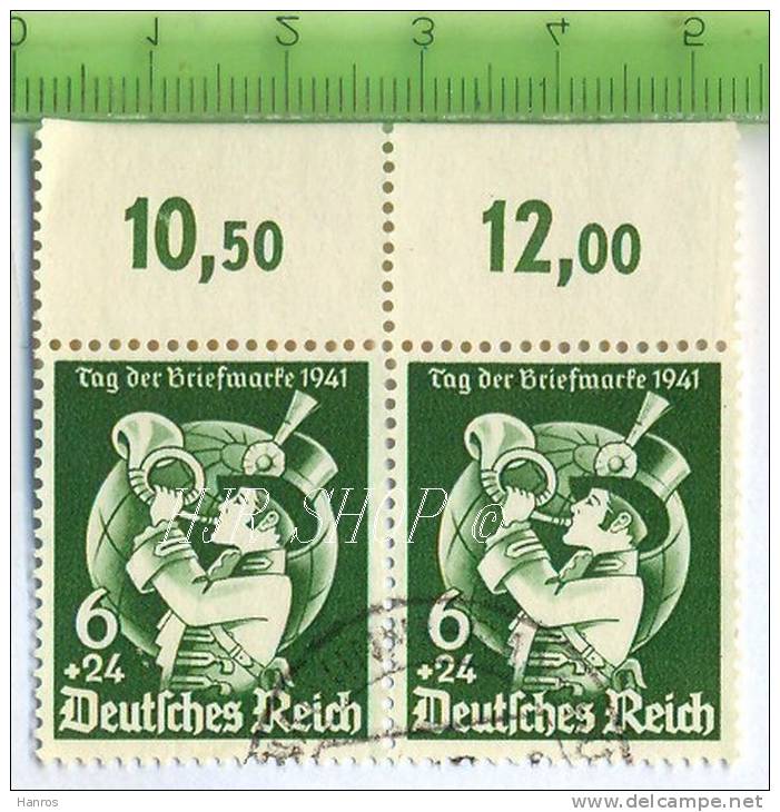Deutsches Reich Seitenrandstück 1941, 6 + 24 Pf. Grün - Gebraucht