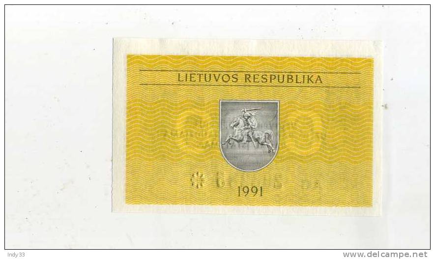 - LITUANIE . BILLET DE 0.20 T. 1991 - Lituanie