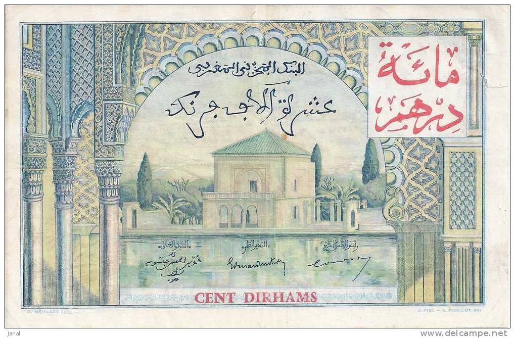 - MAROC -  BILLETS - 100 DIRHAMS -  10.000 F - BANQUE D'ETAT DU MAROC - 28 - 4 - 55 - N° 854 - Maroc