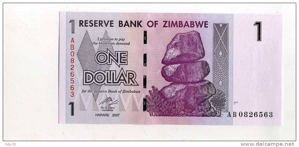 - ZIMBABWE  . BILLET DE 1 D.  2007 - Simbabwe