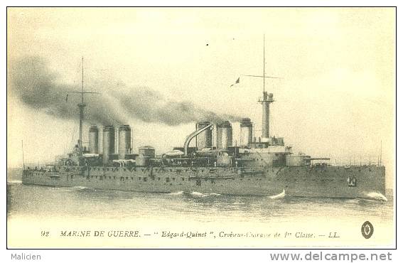 Bateau De Guerre- Marine De Guerre-ref 315- Marine De Guerre - Edgar Quinet Croiseur Cuirasse De 1ere Classe - - Warships