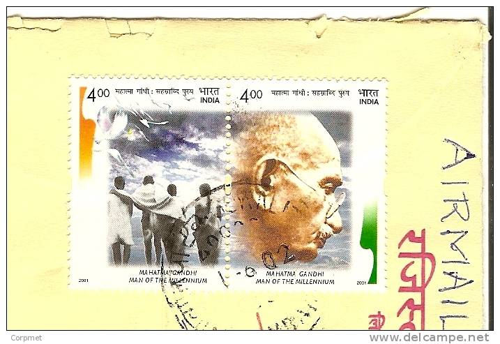 MAHATMA GANDHI - VF SE-TENANT PAIR On UPRATED INDIA ENTIRE REGISTERED COVER From MUMBAI To MIAMI - Mahatma Gandhi