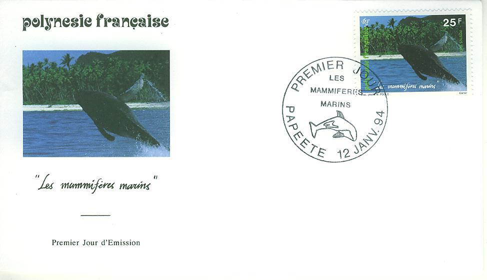 PJPF0450 Baleine 450 Polynesie Francaise 1994 FDC Premier Jour - Baleines