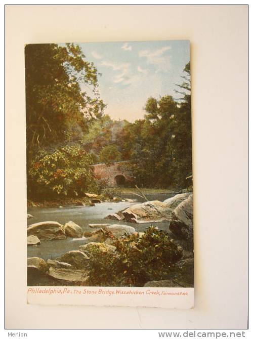US  -PA - Wissahickon Creek - Fairmount Park -The Stone Bridge - Philadelphia Pennsylvania   -    D69993 - Philadelphia
