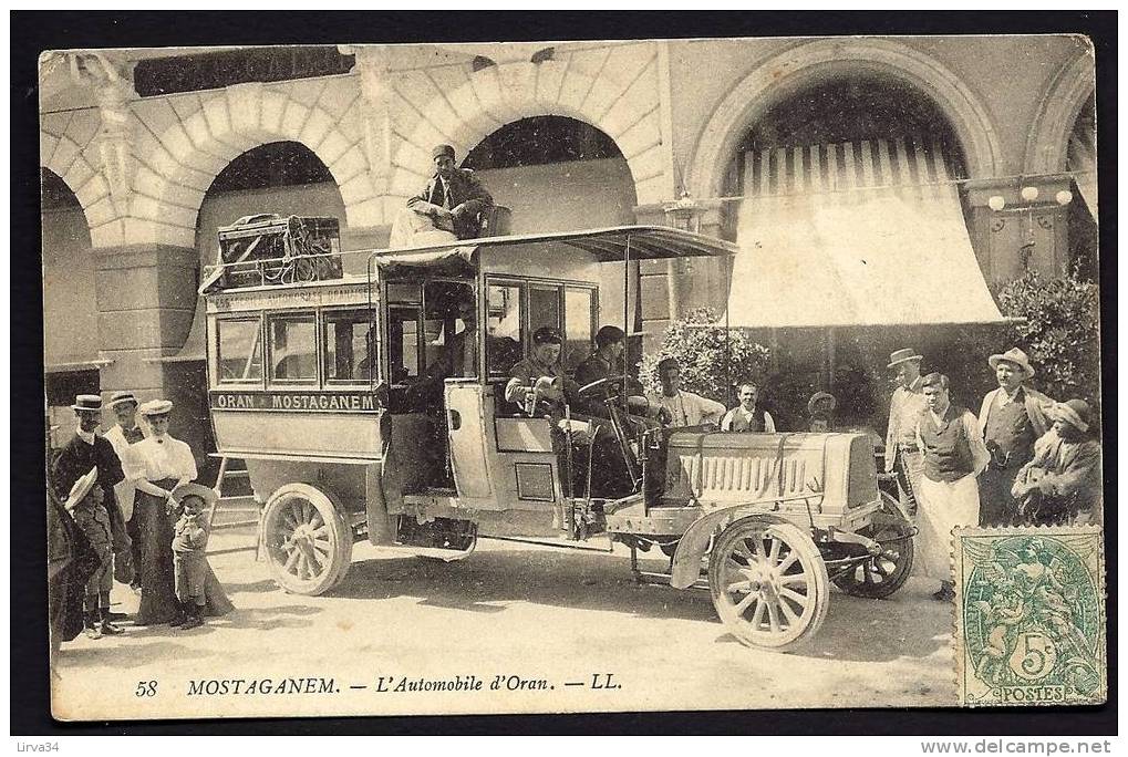 CPA ANCIENNE- ALGERIE- MOSTAGANEM- LAUTOBUS ORAN-MASTAGANEM EN TRES GROS PLAN- TRES BELLE ANIMATION- - Mostaganem