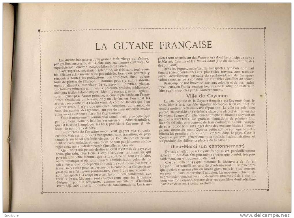 LA GUYANNE FRANCAISE  Sites Types Moeurs Coutumes - Ed Boulanger  - Gravures Couleur Gillot - Outre-Mer