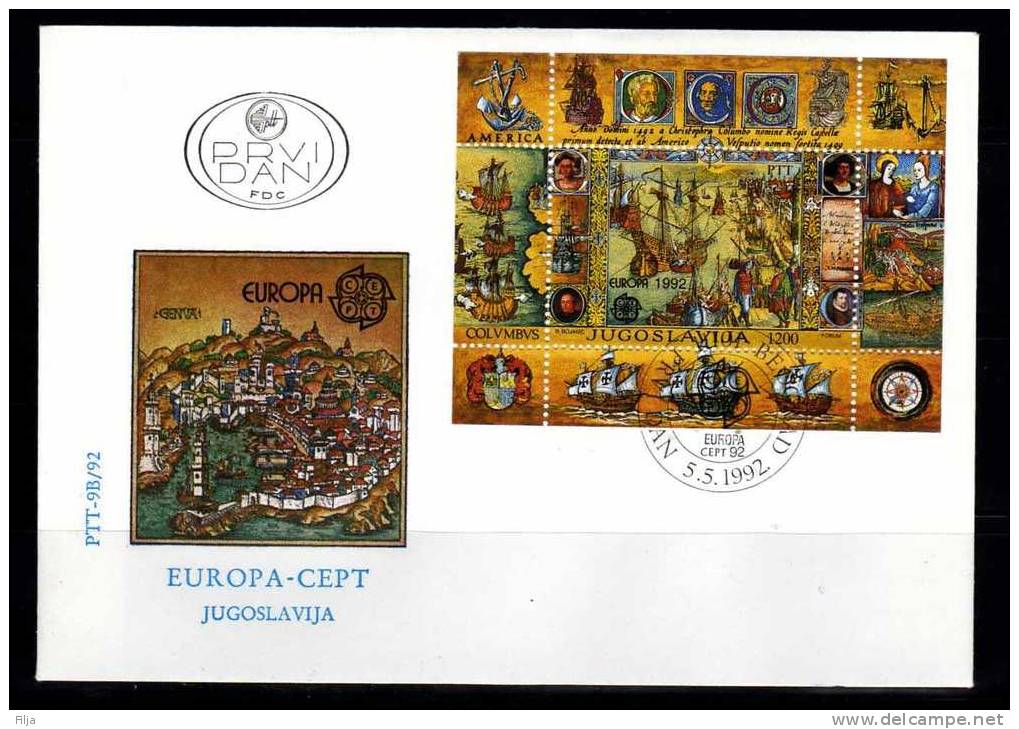 Jugoslavija 1992 Mi.No-2536 FDC Evropa CEPT - FDC