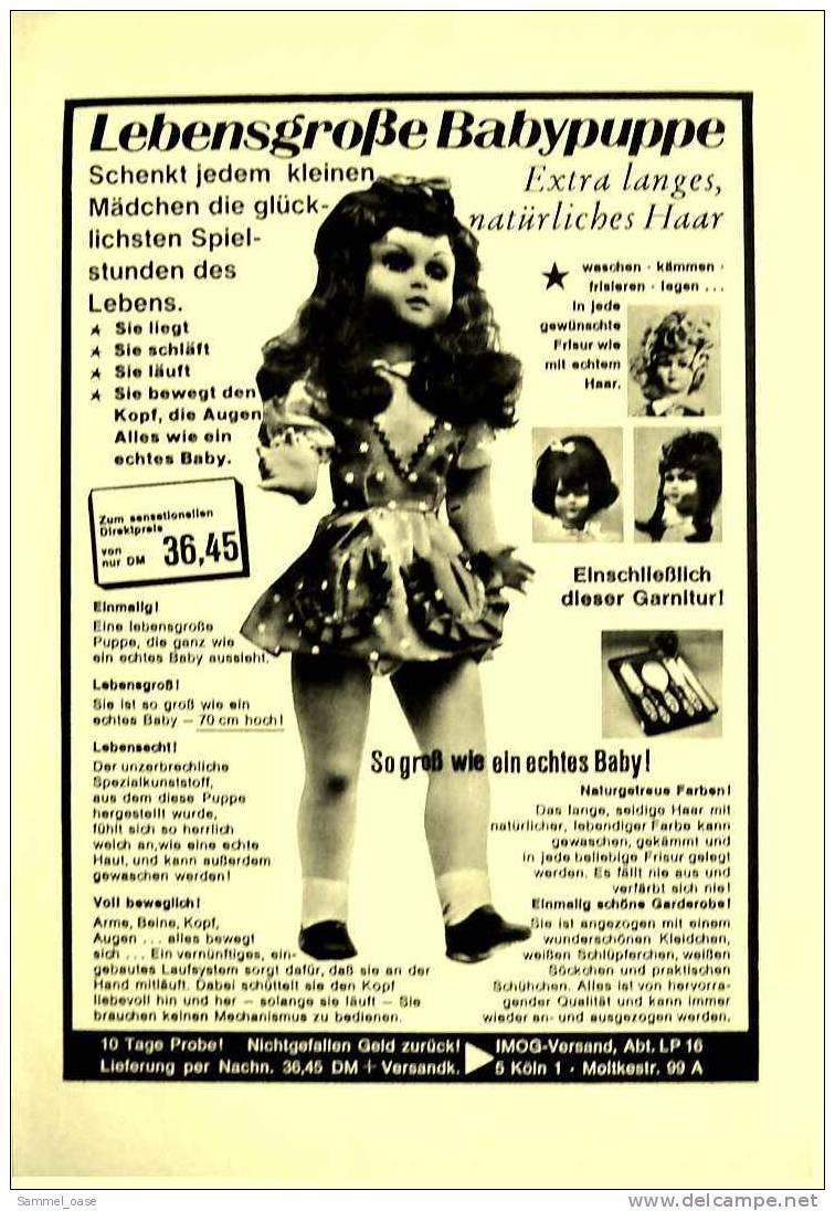 Reklame Werbeanzeige  ,  Lebensgrosse BABYPUPPE   ,  Von Ca. 1972 - Sonstige & Ohne Zuordnung