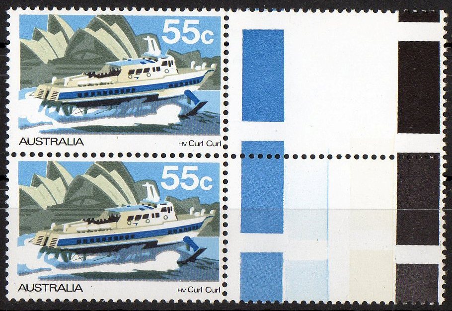 Australia 1979 Ferries And Steamers 55c Curl Curl Pair MNH With Gutter - Neufs