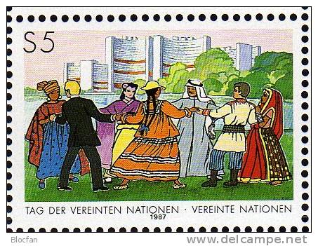 Tag Der Vereinten Nationen 1987 UNO Wien 75/76 Plus 12-KB ** 25€ Volkstanz Shetlet From UN Europa - Costumes