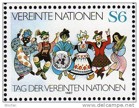 Tag Der Vereinten Nationen 1987 UNO Wien 75/76 Plus 12-KB ** 25€ Volkstanz Shetlet From UN Europa - Costumes