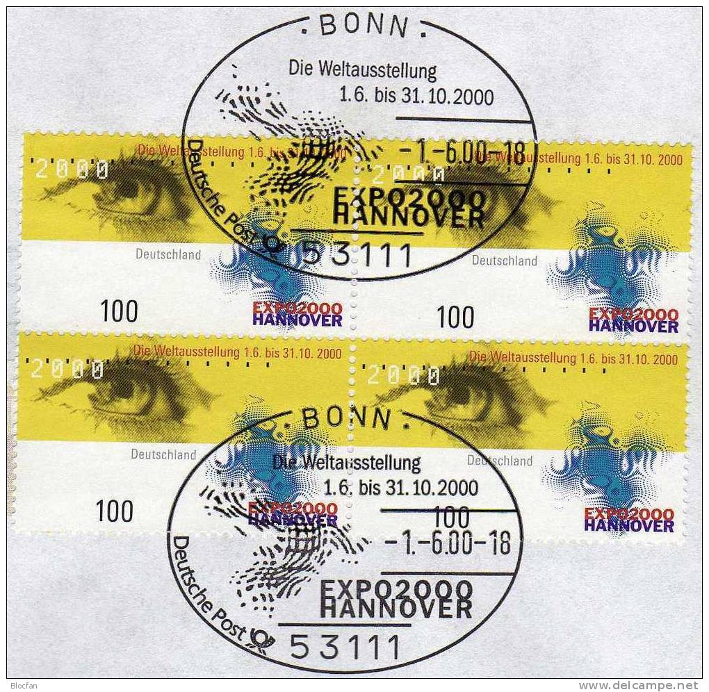 EXPO´2000 Hannover Bund 2089 VB SST 7€ Offizieller Messebrief MBrf.5  EXPO-Emblem Menschliches Auge - 2000 – Hannover (Deutschland)