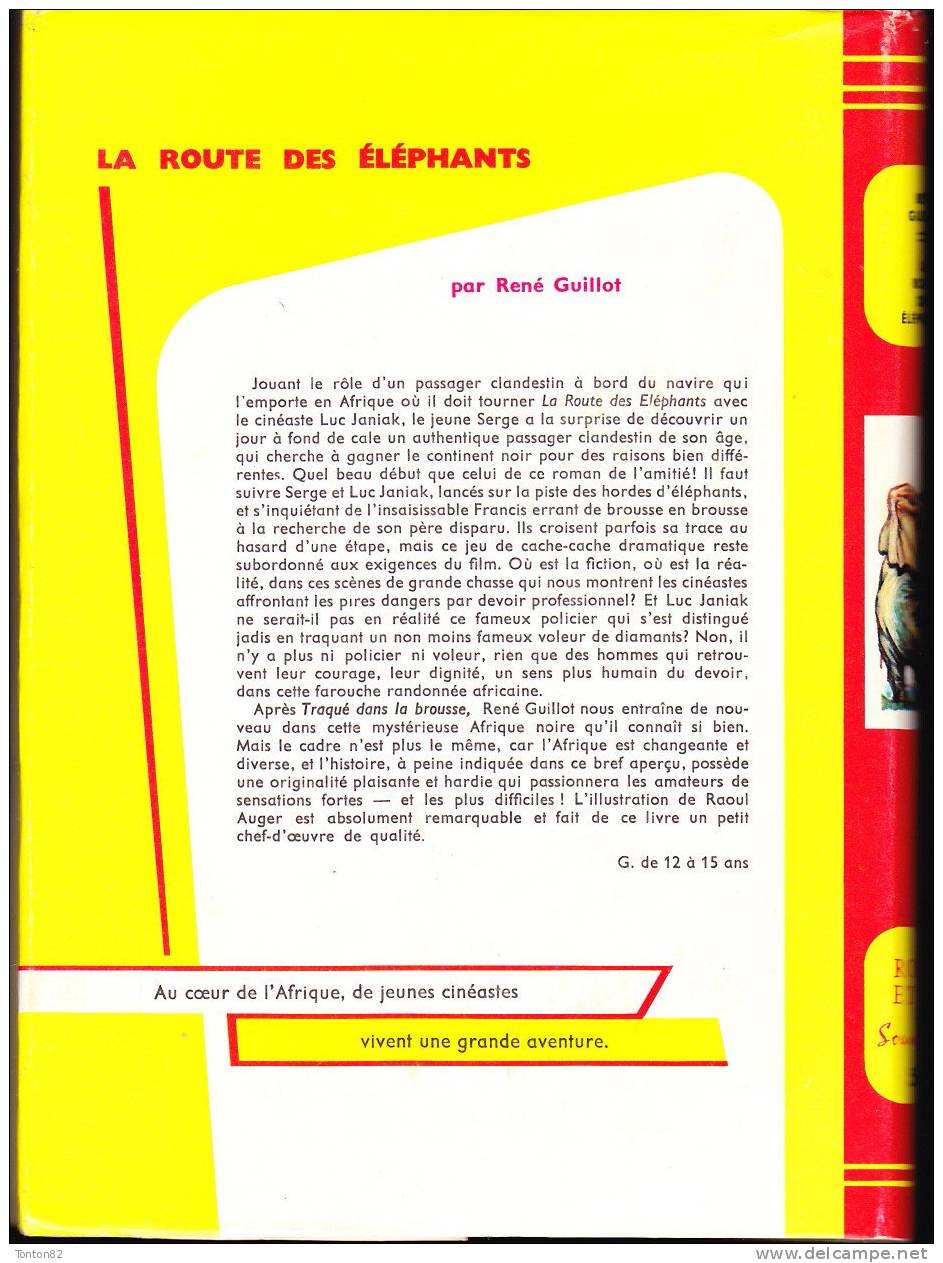 René Guillot - La Route Des éléphants - Bibliothèque Rouge Et Or  N° 566 - ( 1966 ) . - Bibliotheque Rouge Et Or