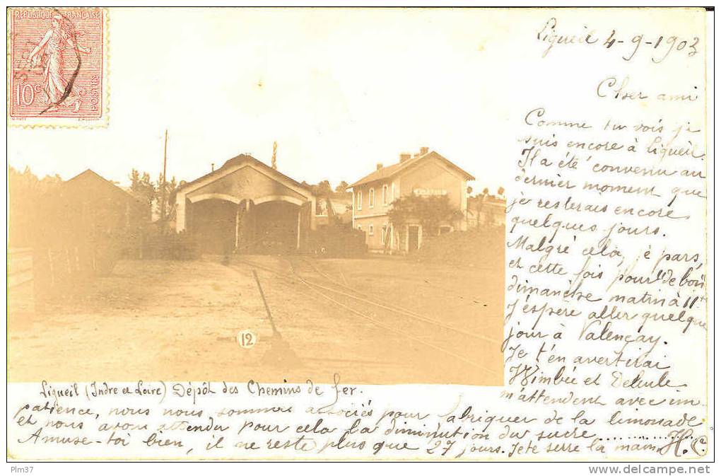 LIGUEIL - Carte Photo - La Gare - Dépot Des Chemins De Fer - Other & Unclassified