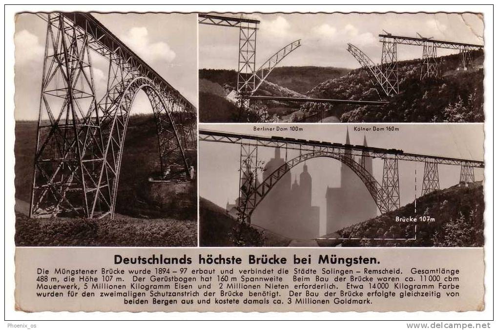 GERMANY - Solingen - Remscheid ( Müngsten Bridge ) , Mosaic Postcard, Year 1964 - Solingen