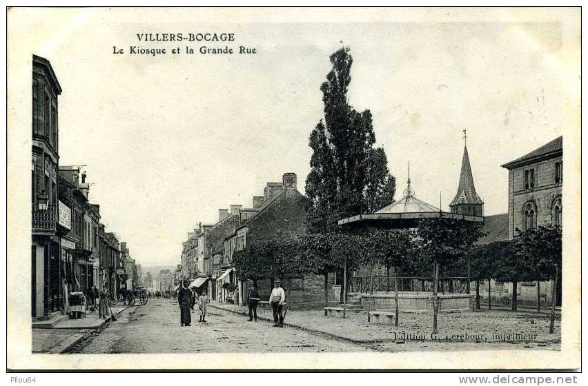 Villers-Bocage - Le Kiosque Et La Grande Rue - Autres & Non Classés