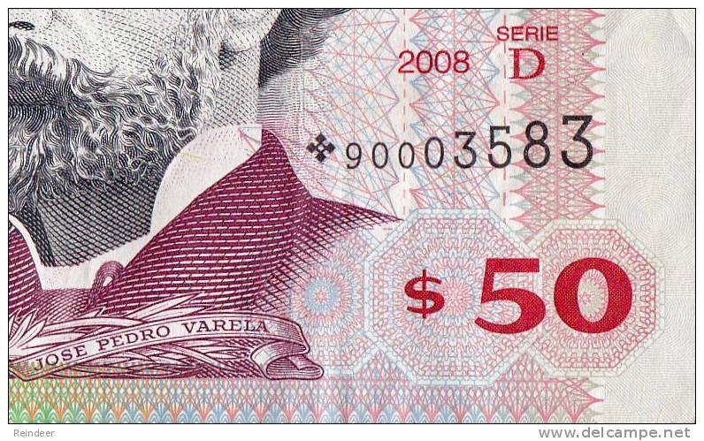 ® URUGUAY: 50 Pesos Reposicion-Replacement *90: (Serie D - 2008) - Uruguay