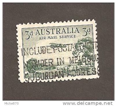 Australie Poste Aérienne N°2 Oblitéré Biplan DH66 Et Paysage - Usados