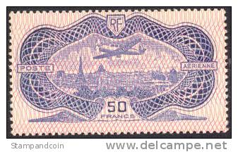 France C15 Mint Never Hinged 50fr Airmail From 1936 - 1927-1959 Nuevos