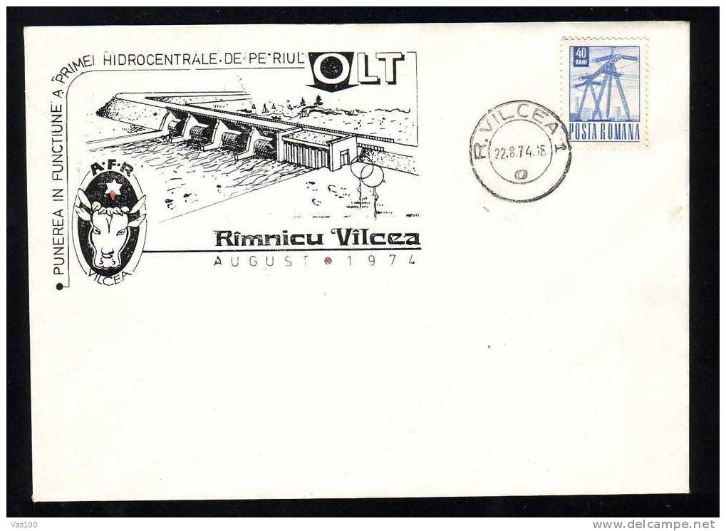 BV3343  Romania 1974 VERY RARE  STATIONERY COVER,WITH BARRAGE,ENERGIES ,ELECTRICITE. - Elektriciteit